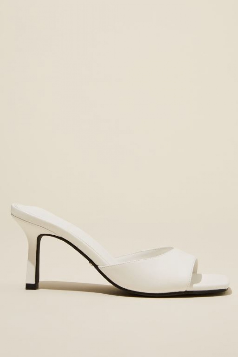 Cotton On Edie Single Strap Mule Women's Heels White | I82XGQ9d6tW