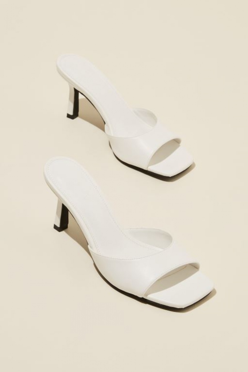 Cotton On Edie Single Strap Mule Women's Heels White | I82XGQ9d6tW
