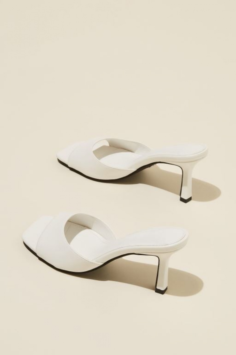 Cotton On Edie Single Strap Mule Women's Heels White | I82XGQ9d6tW