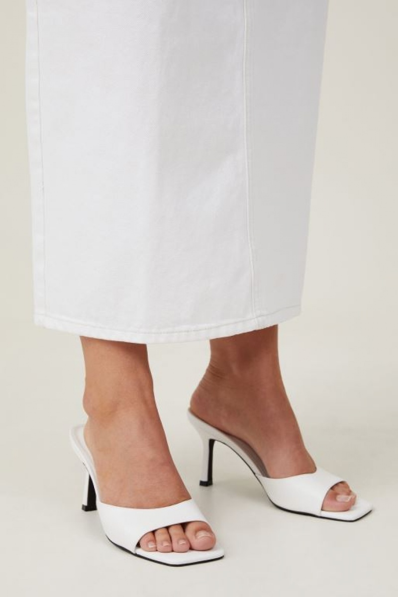 Cotton On Edie Single Strap Mule Women\'s Heels White | I82XGQ9d6tW