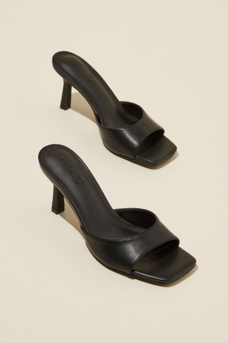 Cotton On Edie Single Strap Mule Women's Heels Black | 9OKmIuSgQmD