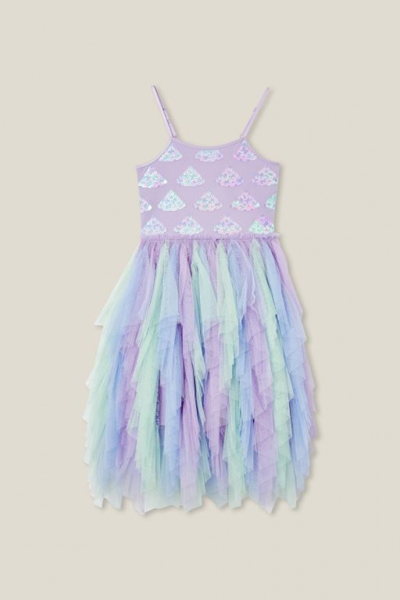 Cotton On Ella Up Girls\' Dress Purple | Jz3iCrdPpGx