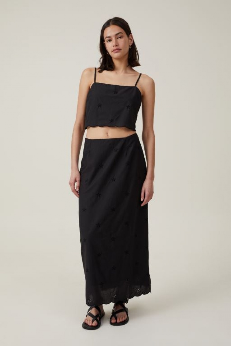 Cotton On Ellie Tie Back Cami Women's Shirts Black | vuzaBJ56s42
