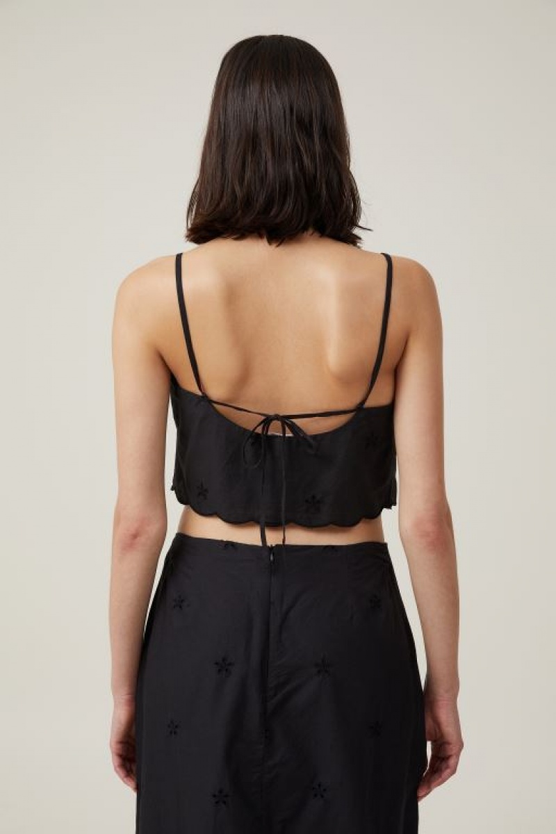 Cotton On Ellie Tie Back Cami Women's Shirts Black | vuzaBJ56s42
