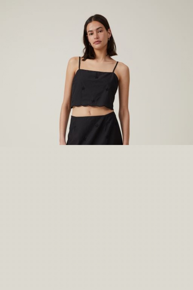 Cotton On Ellie Tie Back Women's Cami Black | XqMggFgPXxu