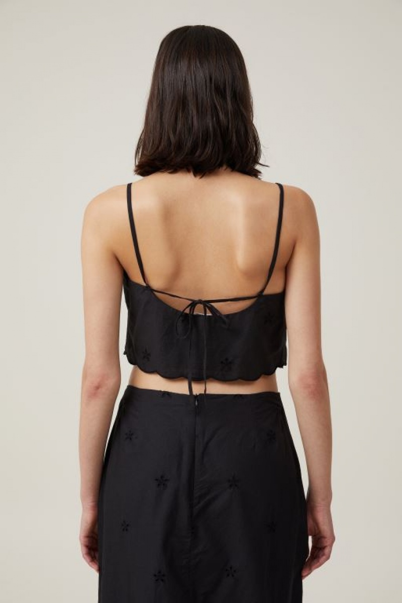 Cotton On Ellie Tie Back Women's Cami Black | XqMggFgPXxu