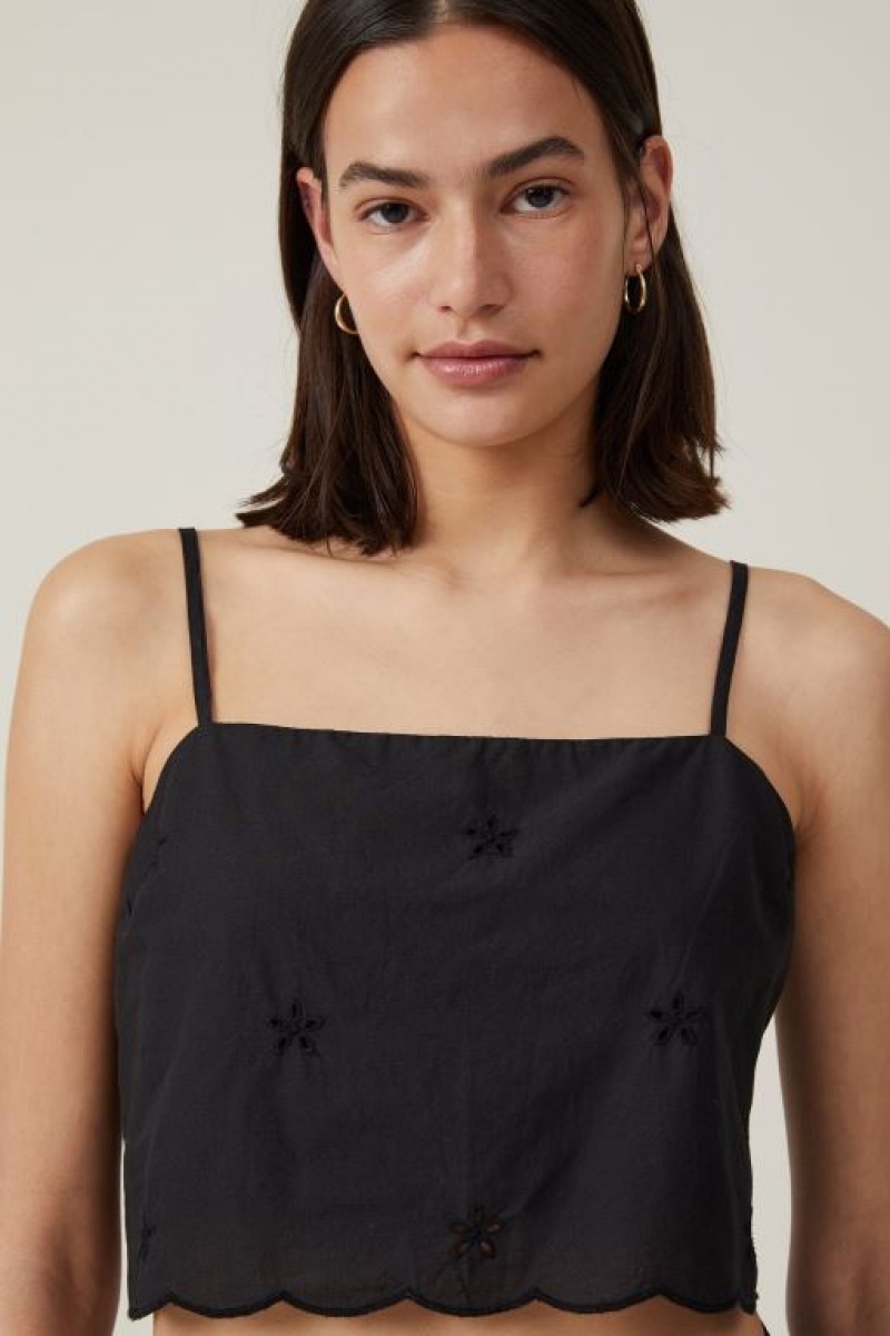 Cotton On Ellie Tie Back Women's Cami Black | XqMggFgPXxu