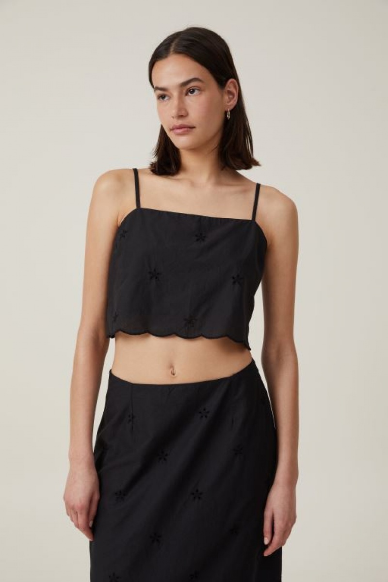 Cotton On Ellie Tie Back Women\'s Cami Black | XqMggFgPXxu