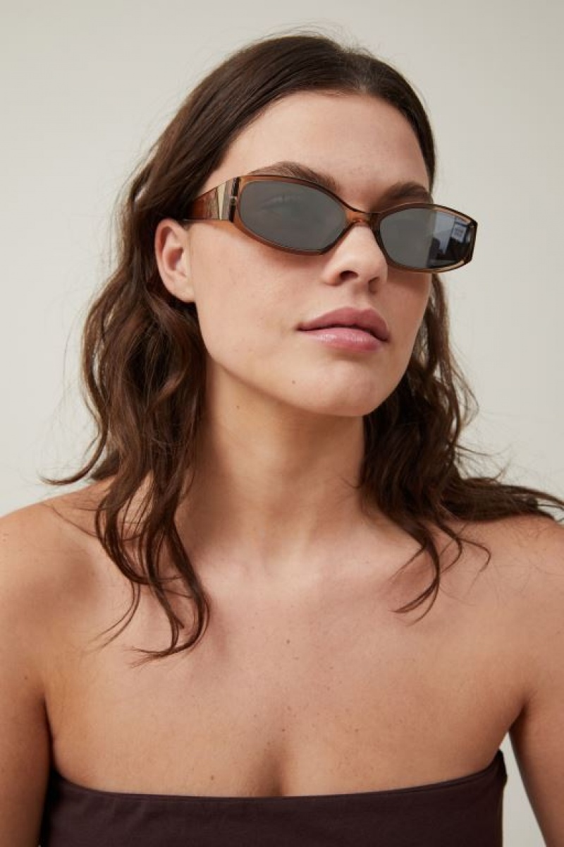 Cotton On Ellis Slimline Racer Women's Sunglasses Crystal | 1cp3bx3pwJx