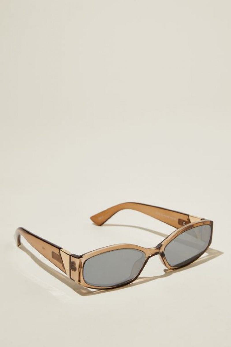 Cotton On Ellis Slimline Racer Women's Sunglasses Crystal | 1cp3bx3pwJx