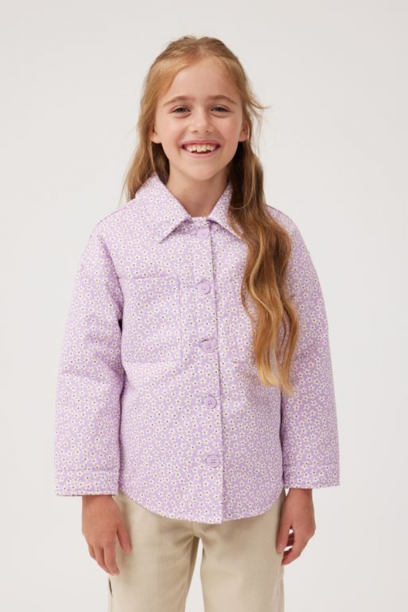 Cotton On Emma Shacket Girls\' Jackets Purple | 00TYqj7eA3H