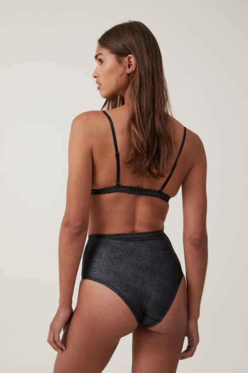 Cotton On Emma Sparkle Triangle Bralette Women's Bras Black | Z1thESDgxwz
