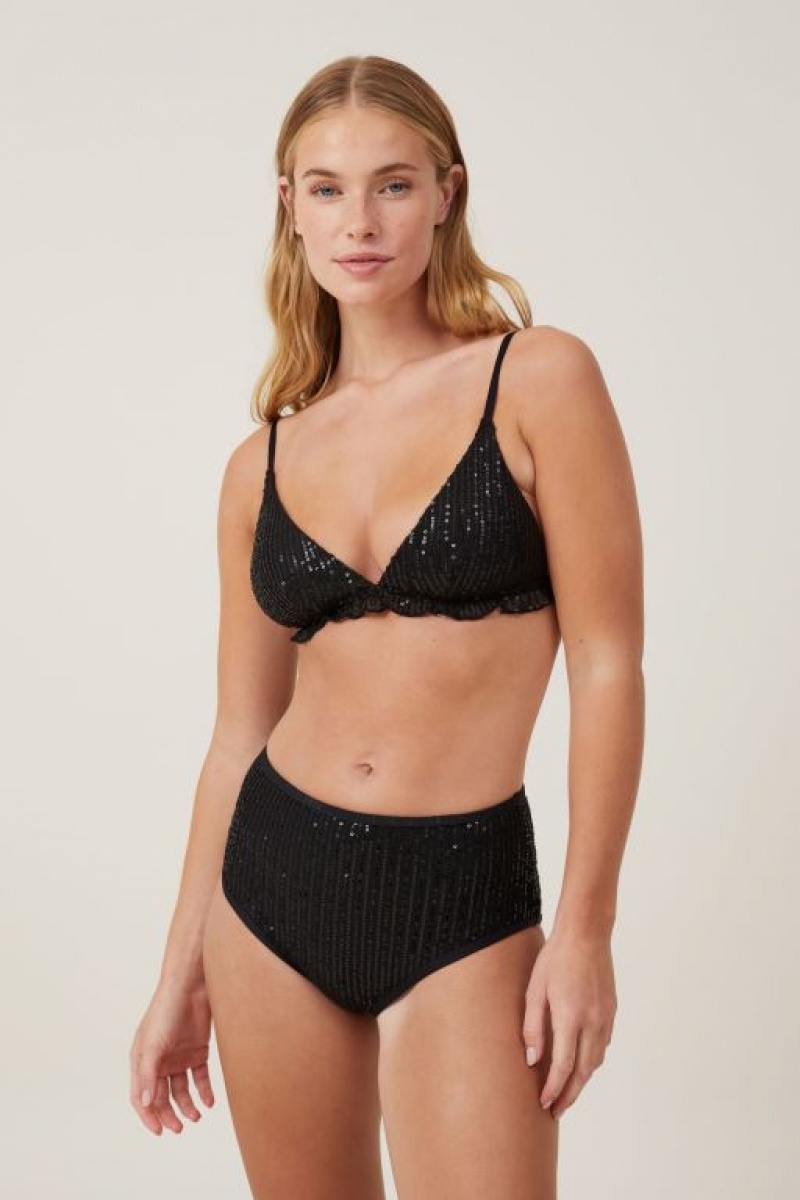 Cotton On Emma Sparkle Triangle Women\'s Bralette Dark | hNnJ5CvD1gg