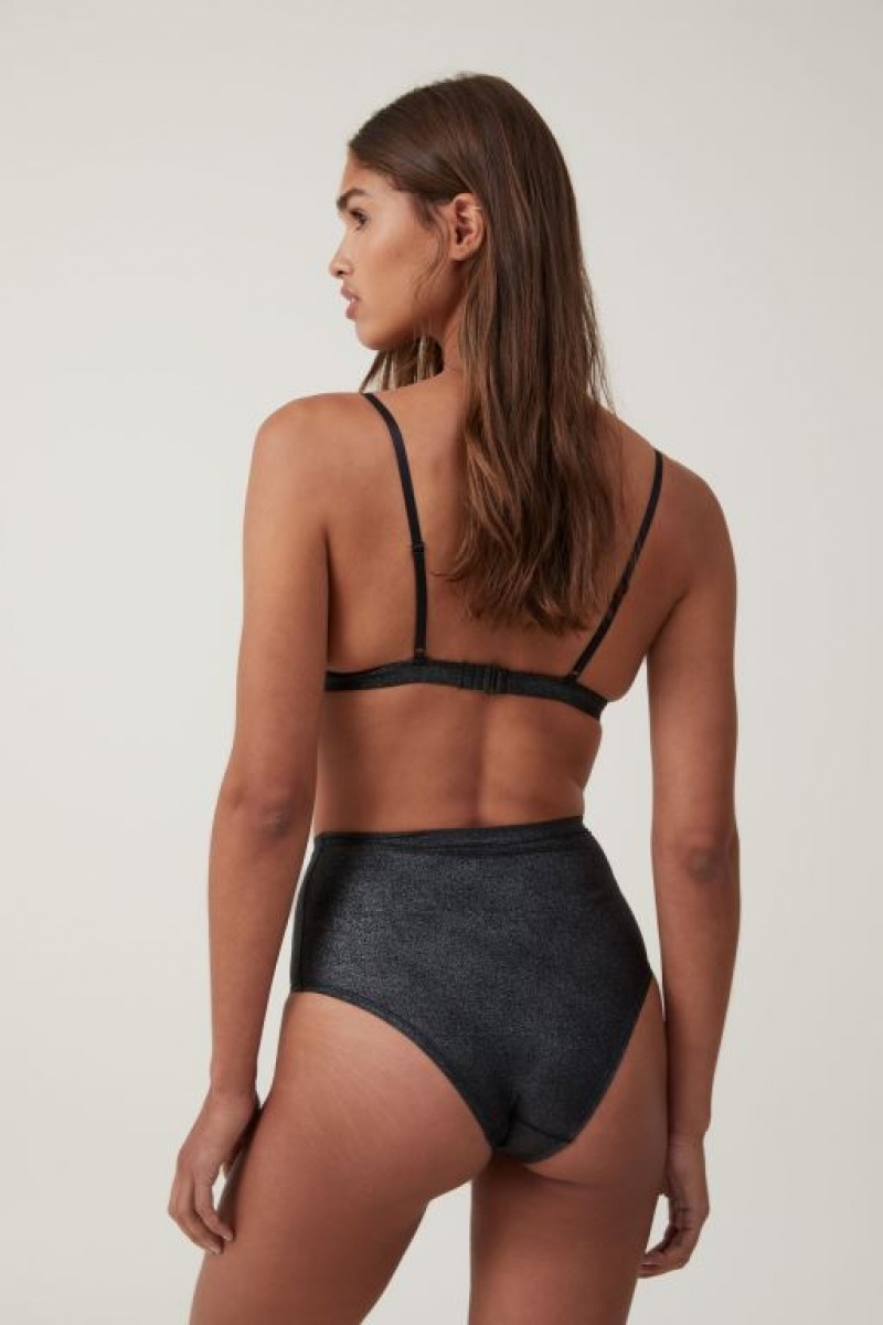 Cotton On Emma Sparkle Triangle Women's Bralette Black | uFG1kP22y24