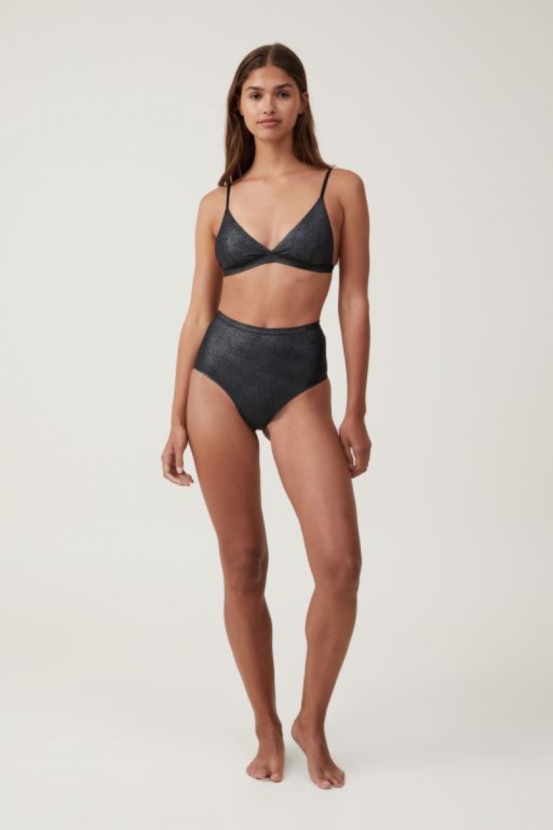 Cotton On Emma Sparkle Triangle Women's Bralette Black | uFG1kP22y24