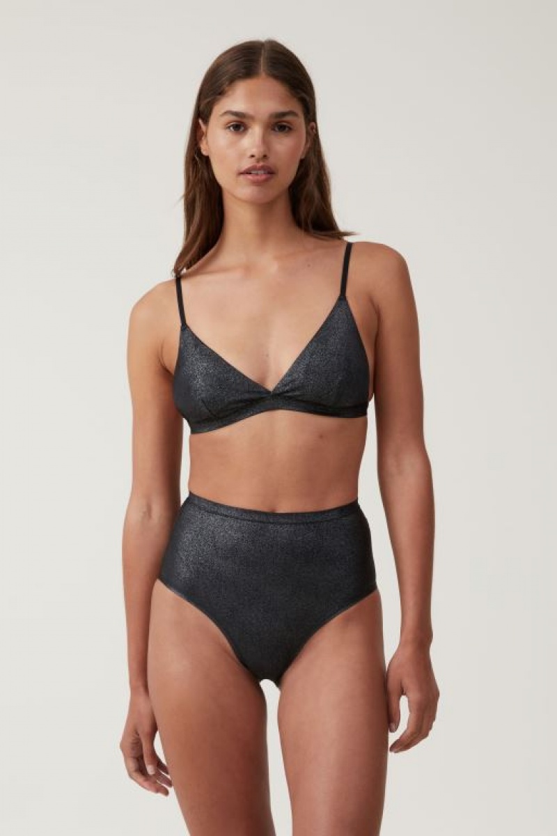 Cotton On Emma Sparkle Triangle Women\'s Bralette Black | uFG1kP22y24