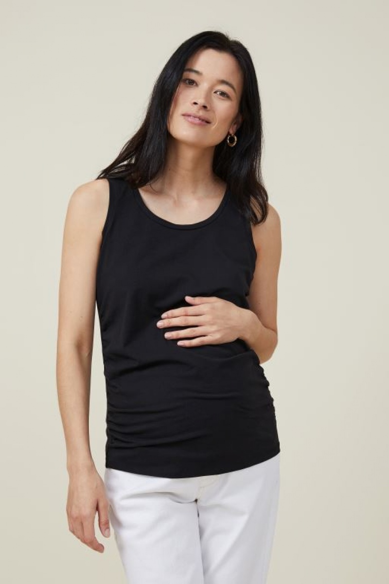 Cotton On Everyday Gathered Side Tank Women\'s Maternity Wear Black | 25RK0UKoezA