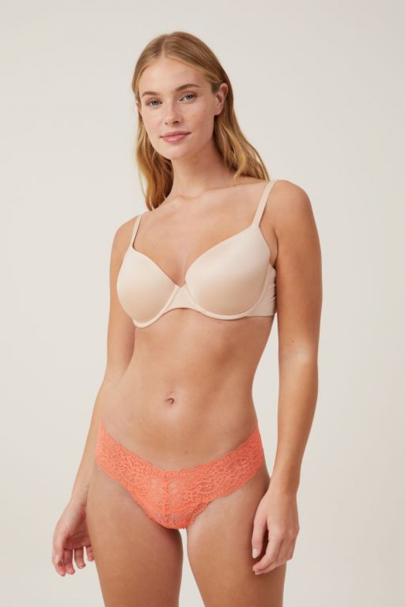 Cotton On Everyday Lace Brief Women's Thong Orange | CR3bogWCoRX