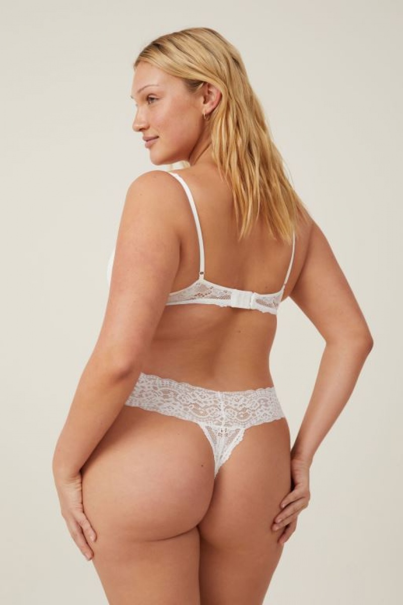 Cotton On Everyday Lace Brief Women's Thong Cream | VVUyS33SxTH
