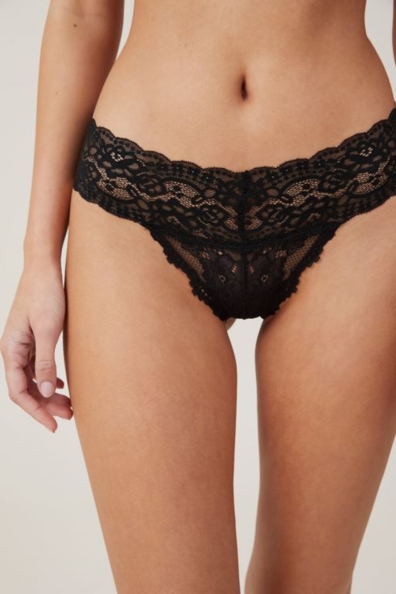 Cotton On Everyday Lace Brief Women's Thong Black | yMUcFqQVI2w