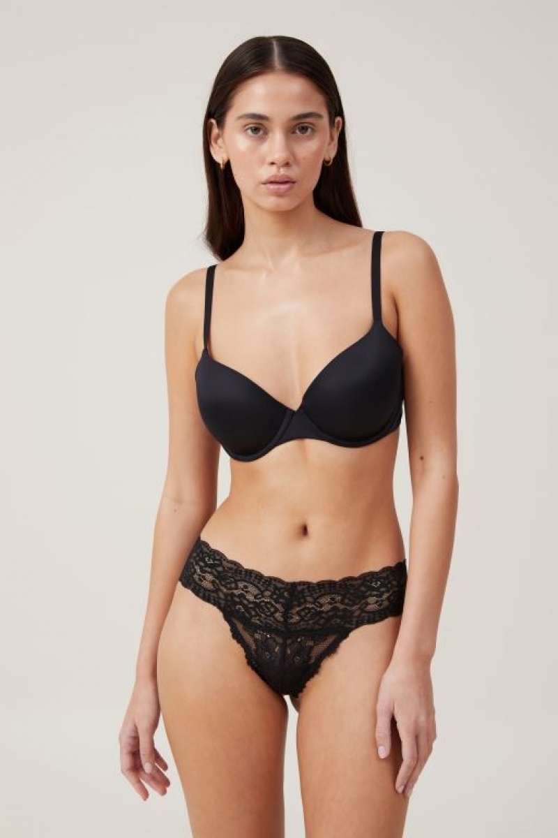 Cotton On Everyday Lace Brief Women's Thong Black | yMUcFqQVI2w