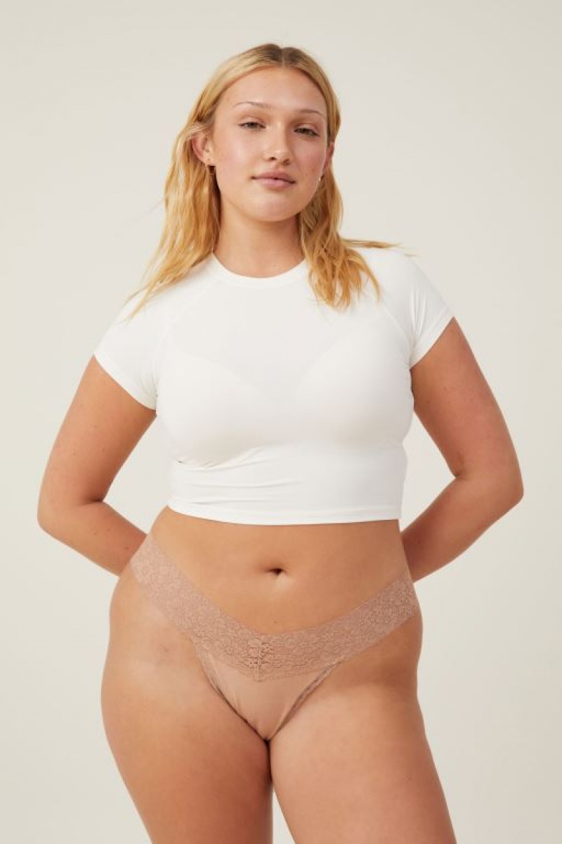 Cotton On Everyday Lace Comfy Women's Thong Maple | vq8tcLma7L3
