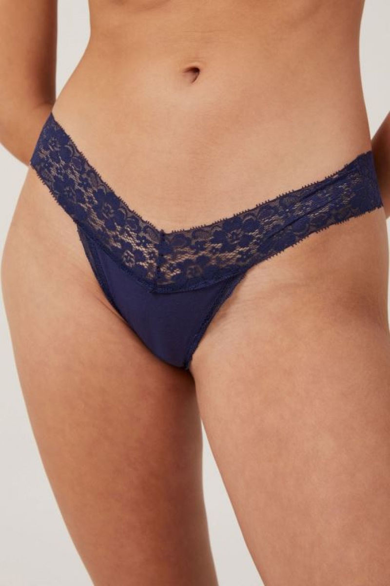 Cotton On Everyday Lace Comfy Women's Thong Ocean | vXqFhuLCyel