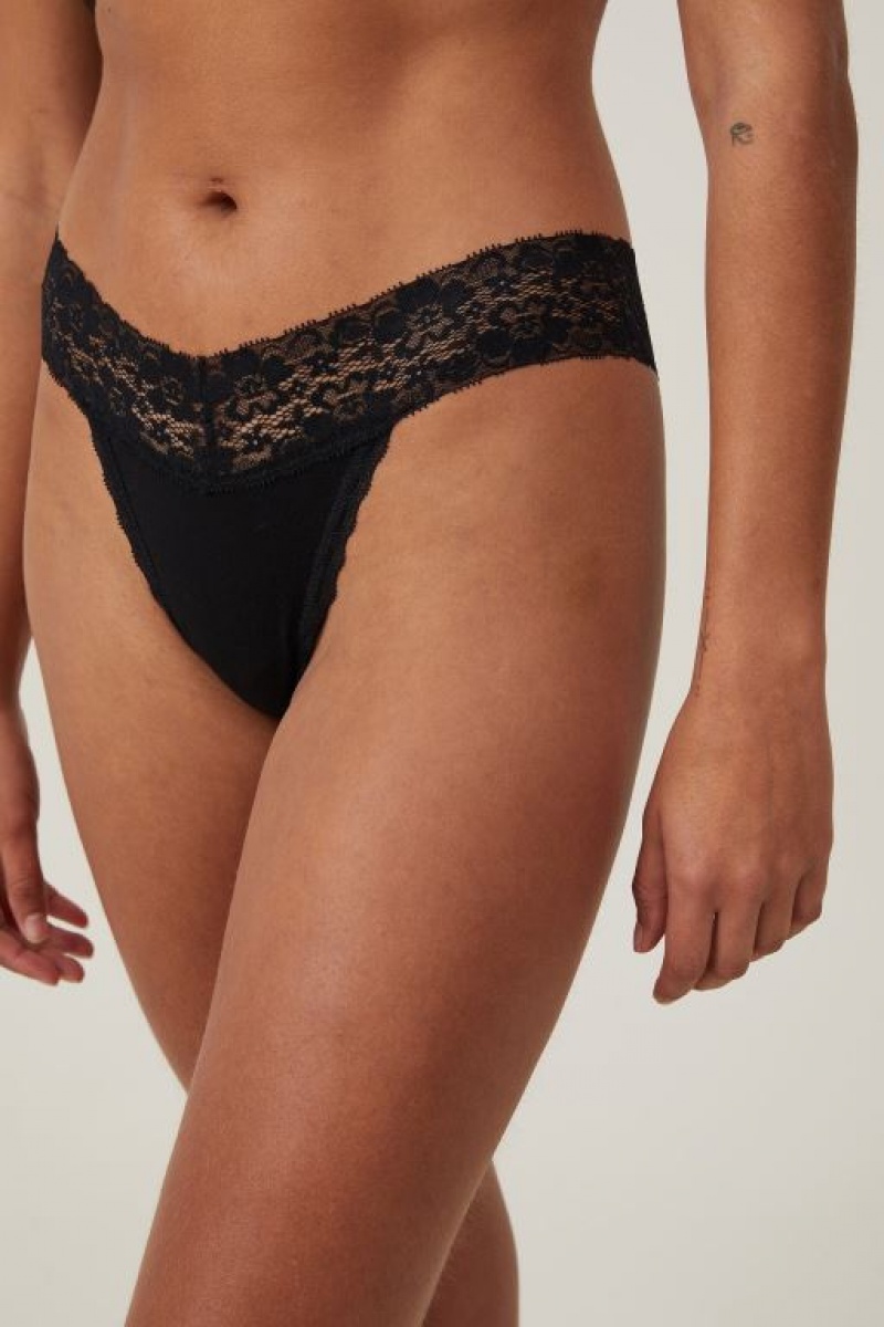 Cotton On Everyday Lace Comfy Women's Thong Black | 3YdUhb9BLi7