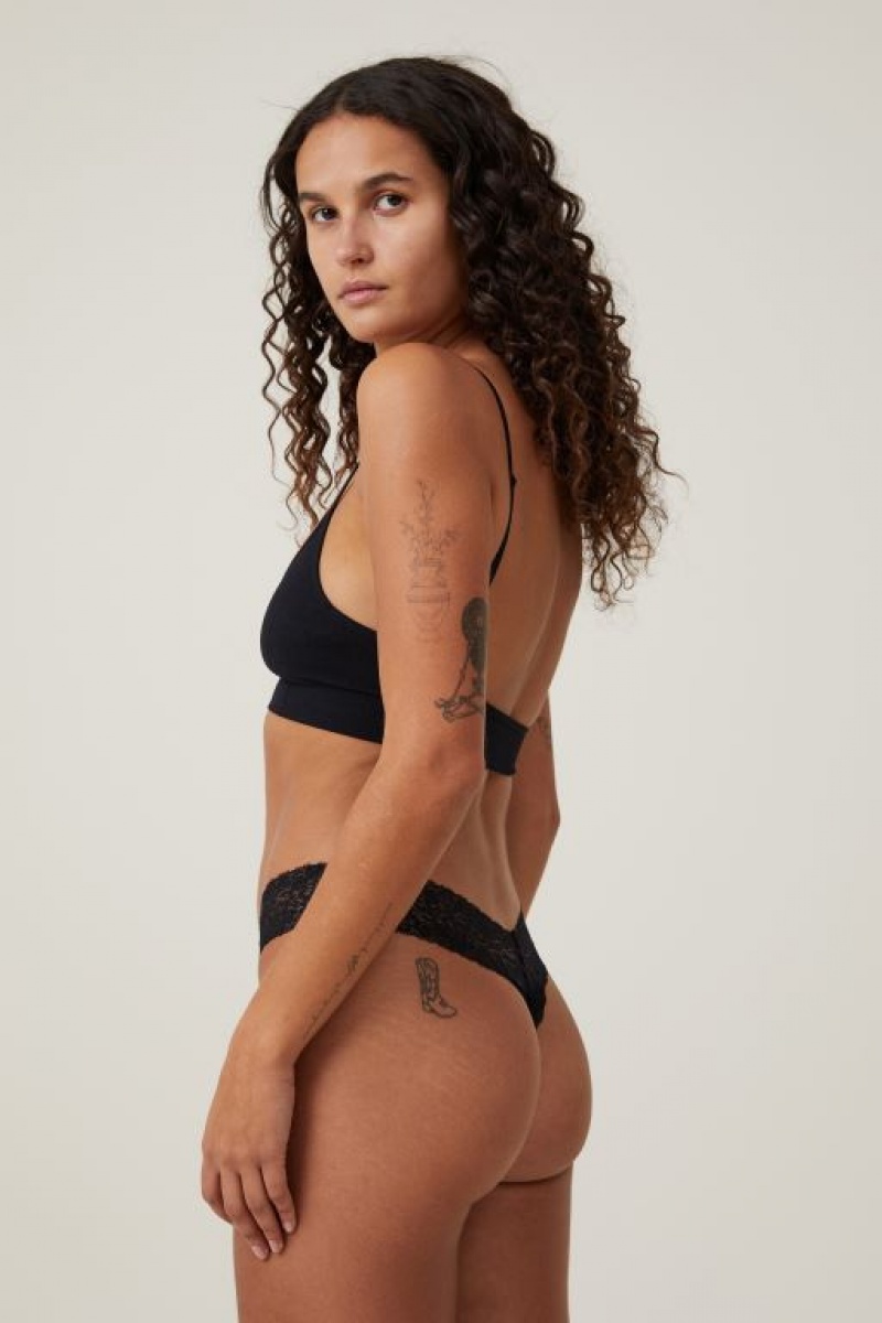 Cotton On Everyday Lace Comfy Women's Thong Black | 3YdUhb9BLi7