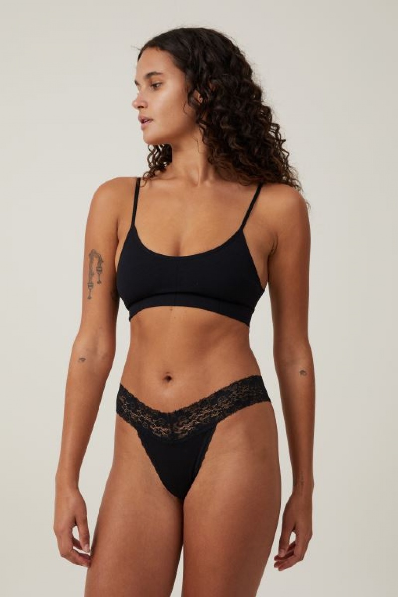 Cotton On Everyday Lace Comfy Women's Thong Black | 3YdUhb9BLi7