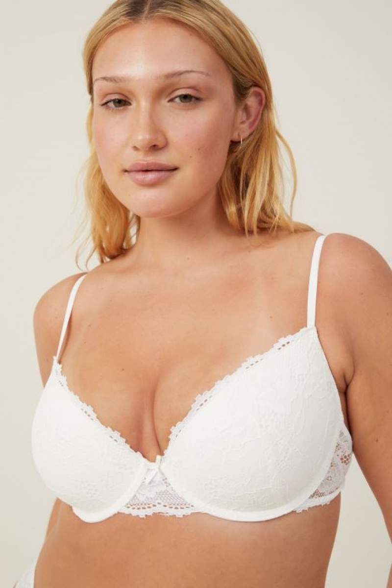 Cotton On Everyday Lace Lightly Lined Women's Bras Cream | Azk03MBjOaW