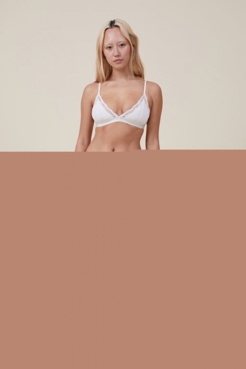 Cotton On Everyday Lace Triangle Padded Bralette Women's Bras Cream | 366mNAz8Aqe