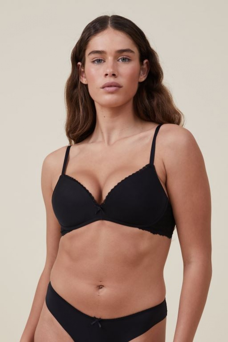 Cotton On Everyday Lace Wirefree Women\'s Bras Black | bgIwXkLpdcE