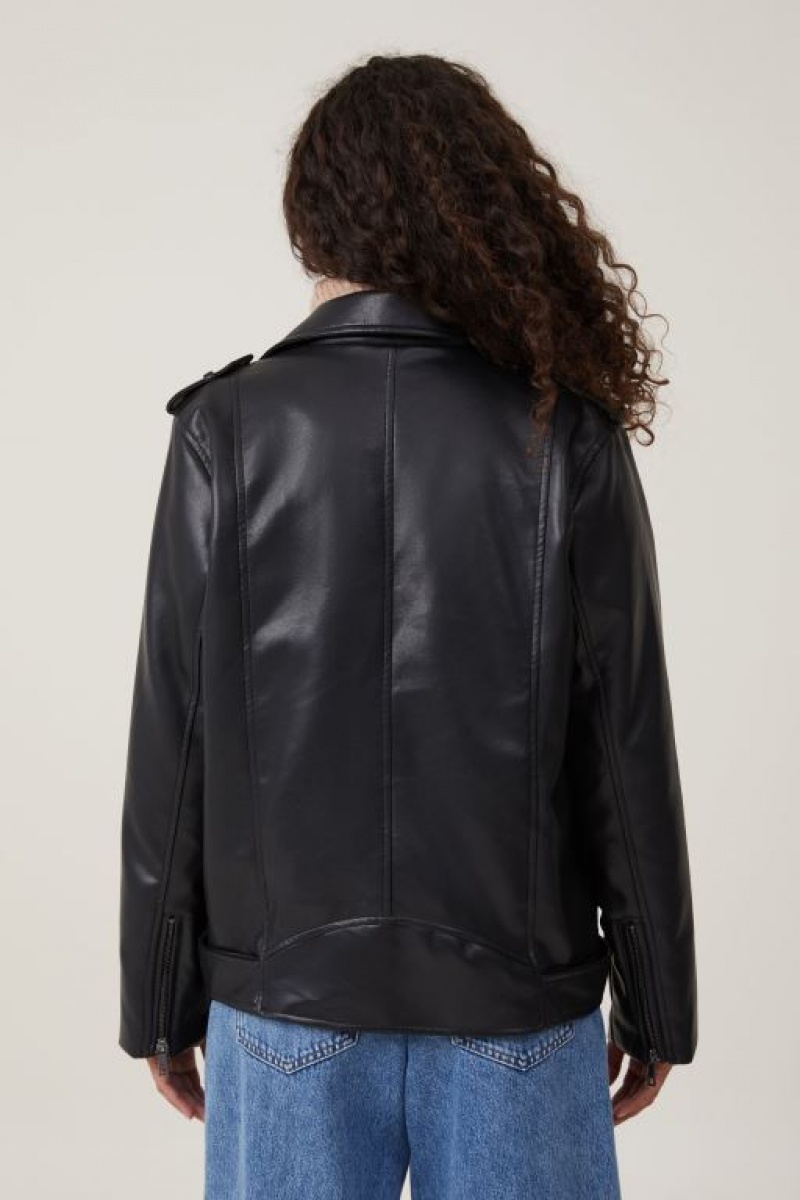 Cotton On Faux Leather Biker Women's Jackets Black | bDBxUwm5xkl