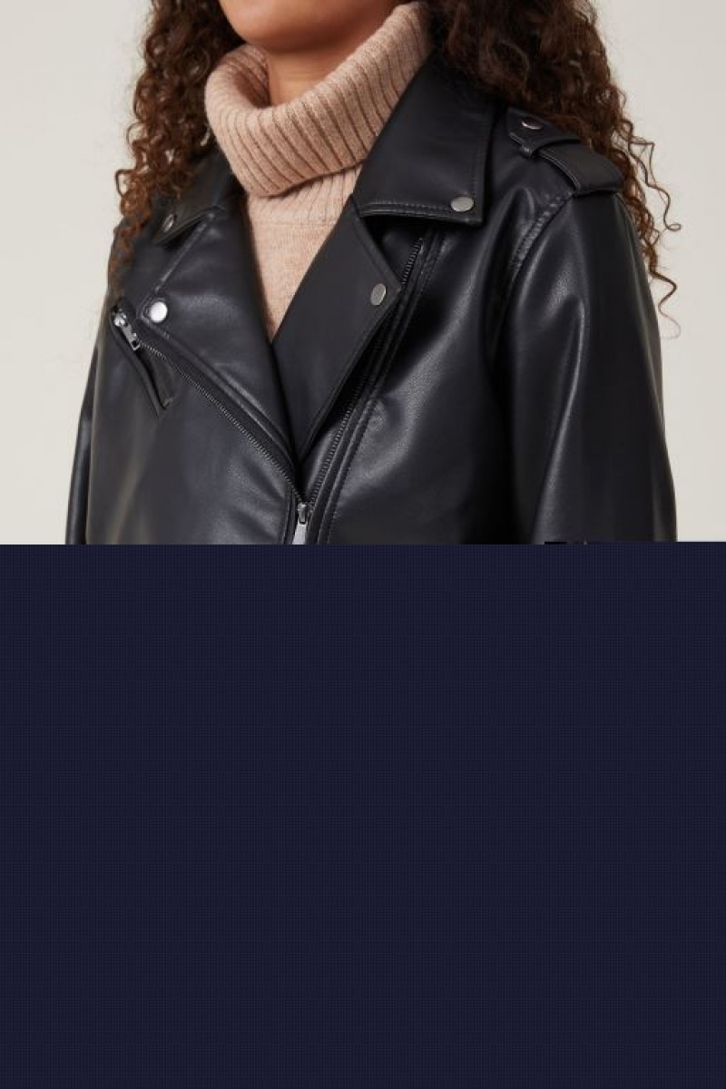 Cotton On Faux Leather Biker Women's Jackets Black | bDBxUwm5xkl