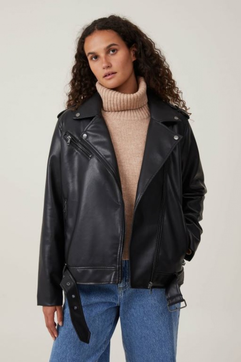 Cotton On Faux Leather Biker Women\'s Jackets Black | bDBxUwm5xkl