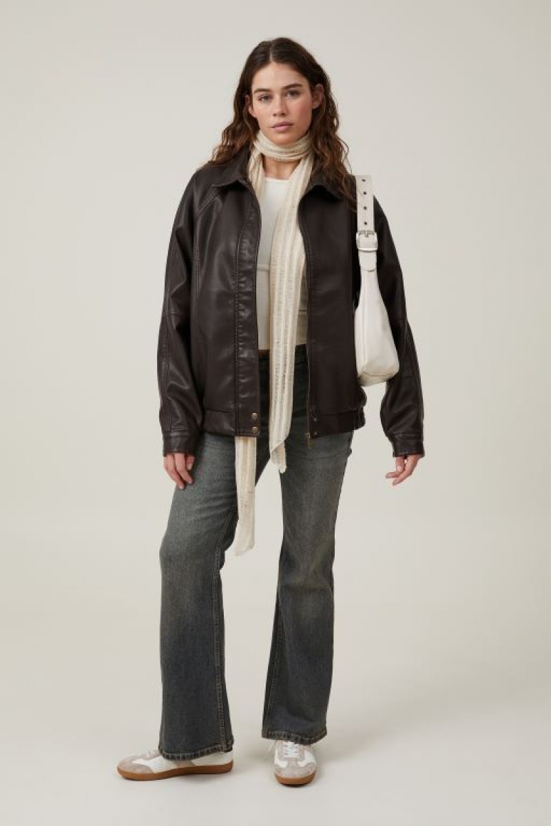 Cotton On Faux Leather Bomber Women's Jackets Brown | VqMS5BS2VQa