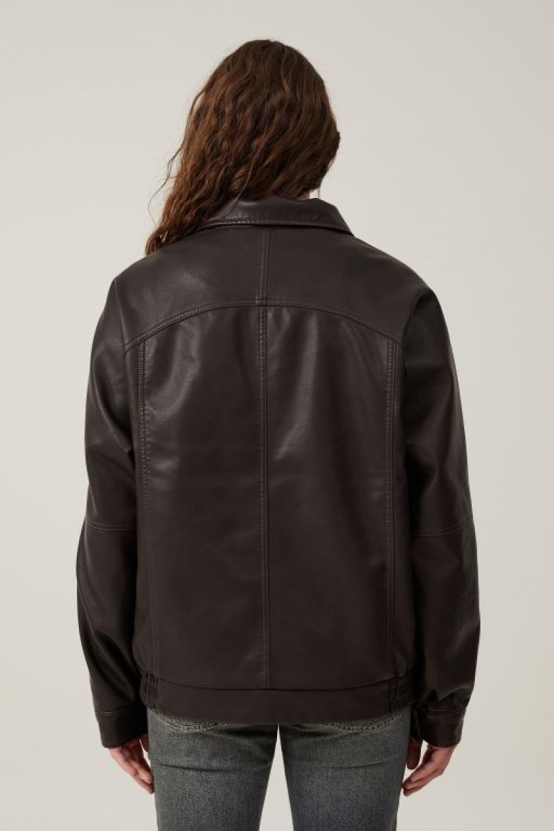 Cotton On Faux Leather Bomber Women's Jackets Brown | VqMS5BS2VQa
