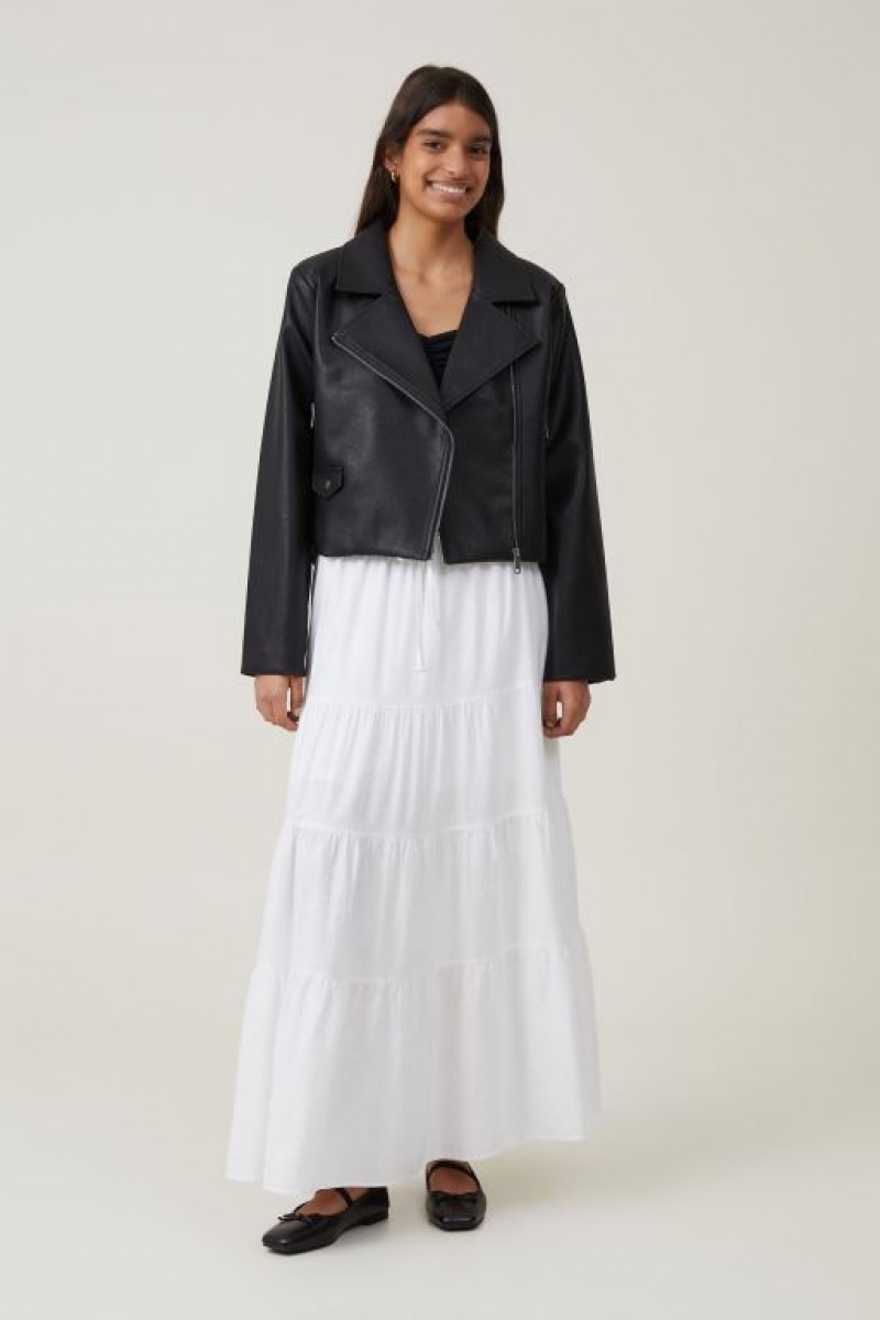 Cotton On Faux Leather Cropped Biker Women's Jackets Black | VQZiTP2WYax