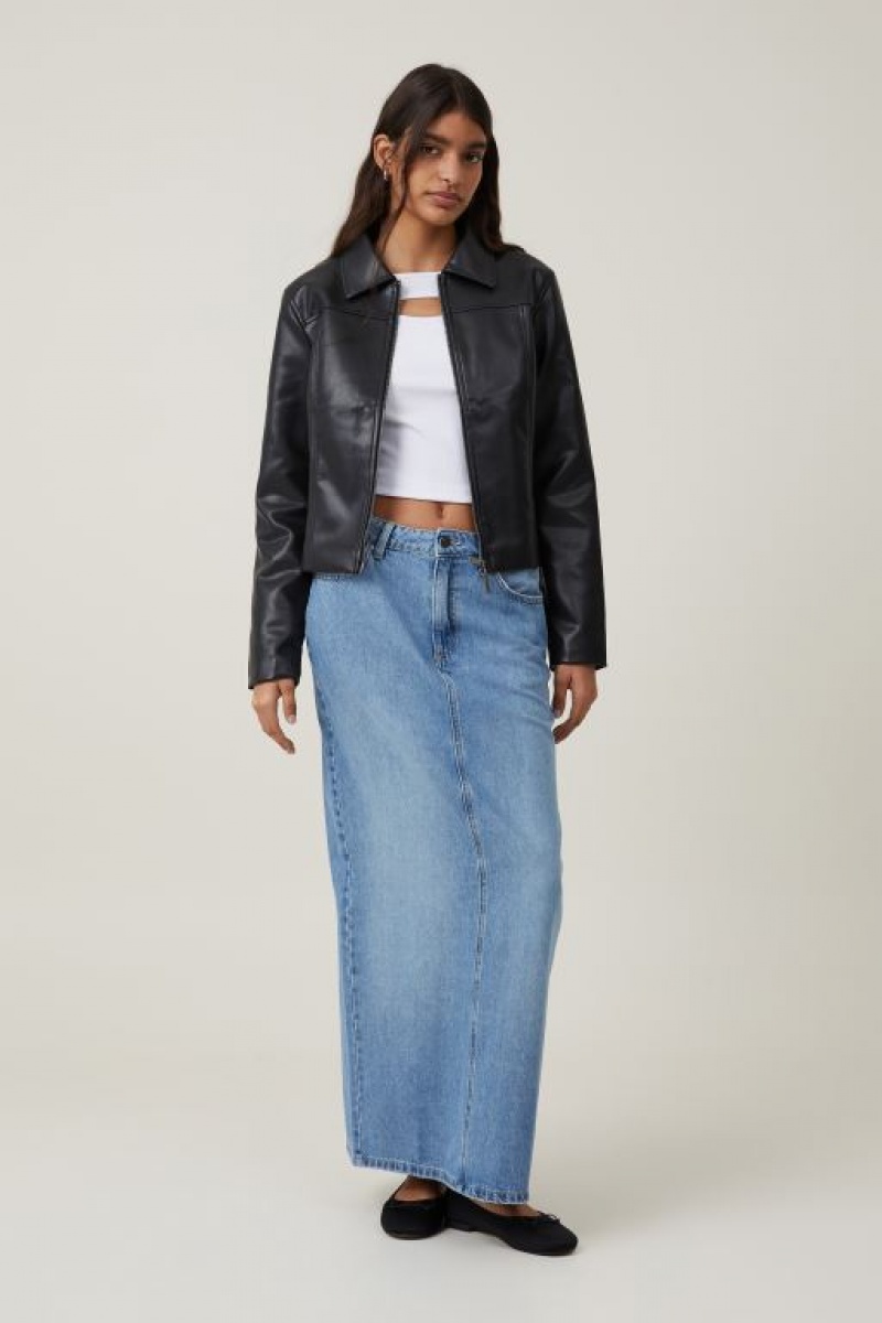 Cotton On Faux Leather Fitted Women's Jackets Black | oy2rJMI3Pj1