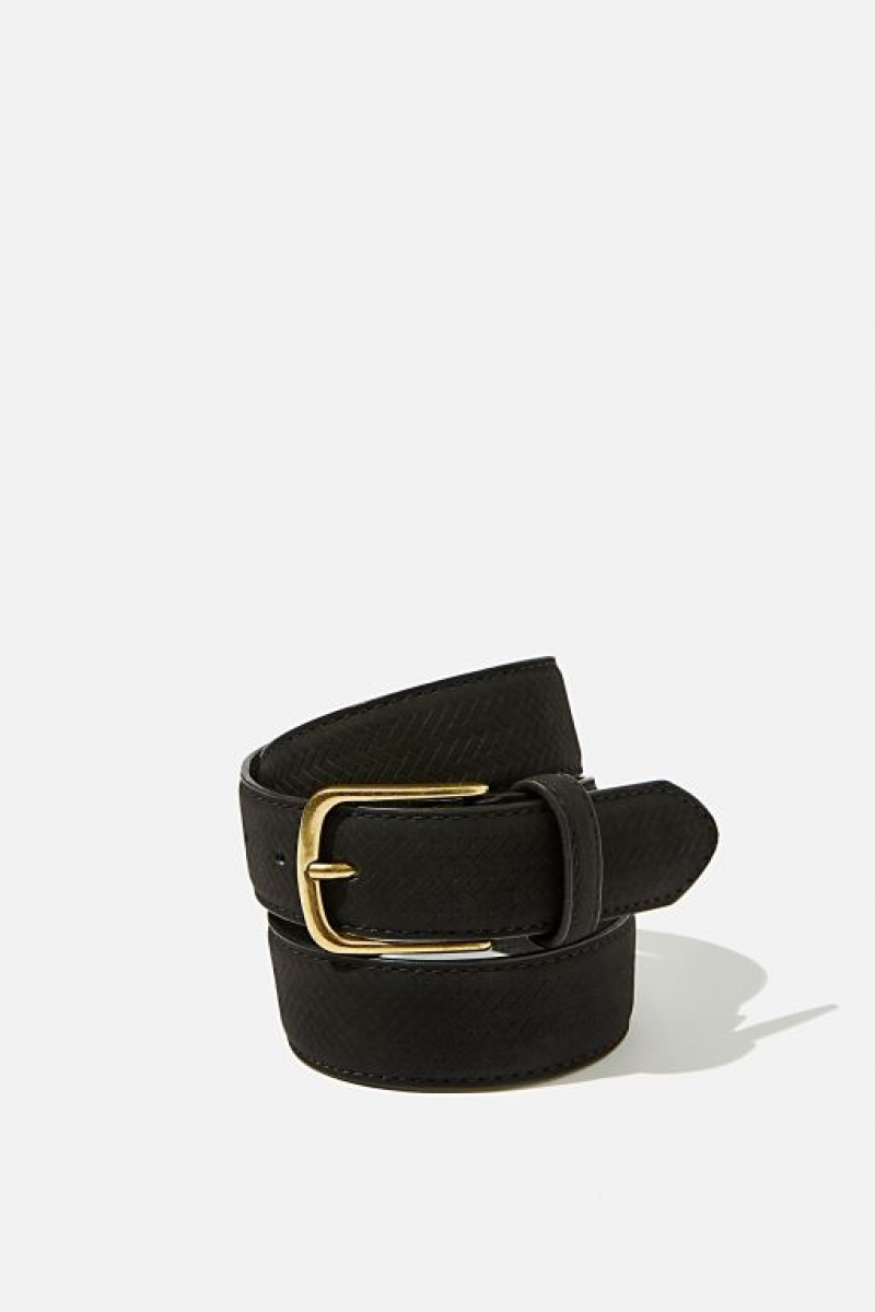 Cotton On Faux Suede Men\'s Belts Black / Gold | qeZwtywm6eb