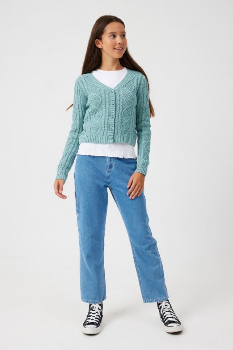 Cotton On Fifi Cardi Girls' Jackets Light Turquoise | IFE86rlG9PP