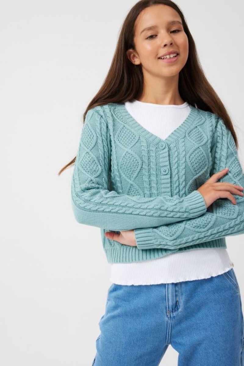 Cotton On Fifi Cardi Girls\' Jackets Light Turquoise | IFE86rlG9PP