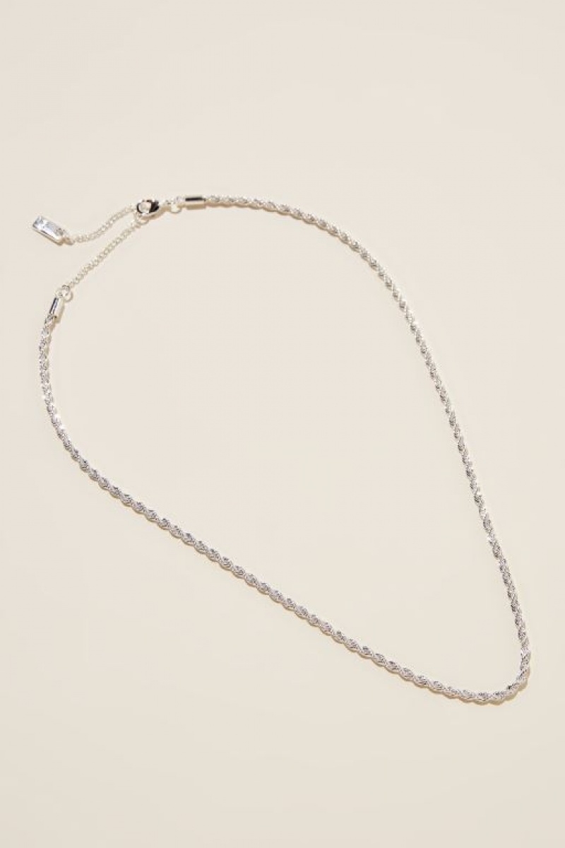 Cotton On Fine Chain Necklace Women\'s Jewellery Silver | TbESYOfxGQy