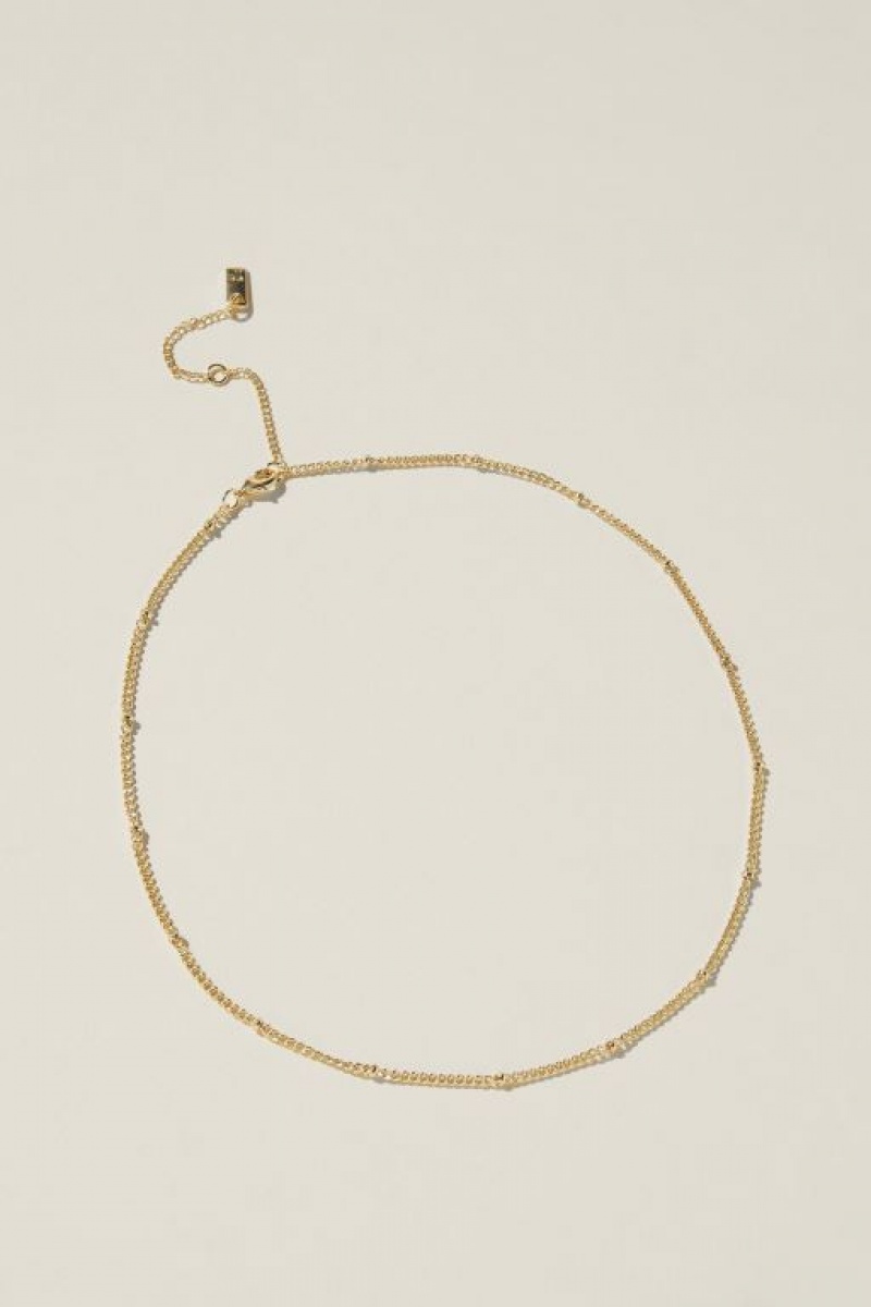 Cotton On Fine Chain Necklace Women\'s Jewellery Gold | Ev6tu2uBE70