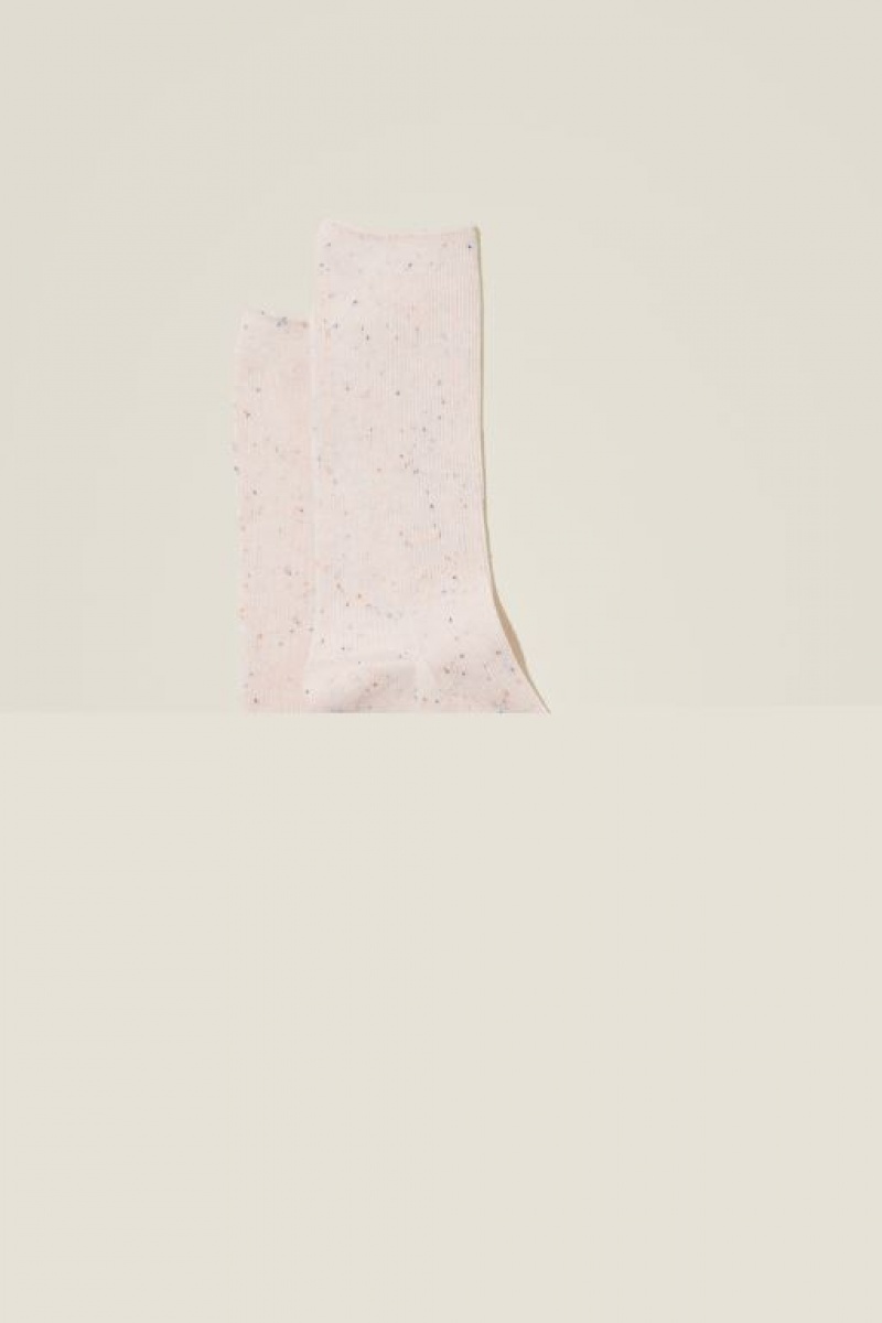 Cotton On Fine Ribbed Crew Women\'s Socks Coral | mbjIdUnw5xk