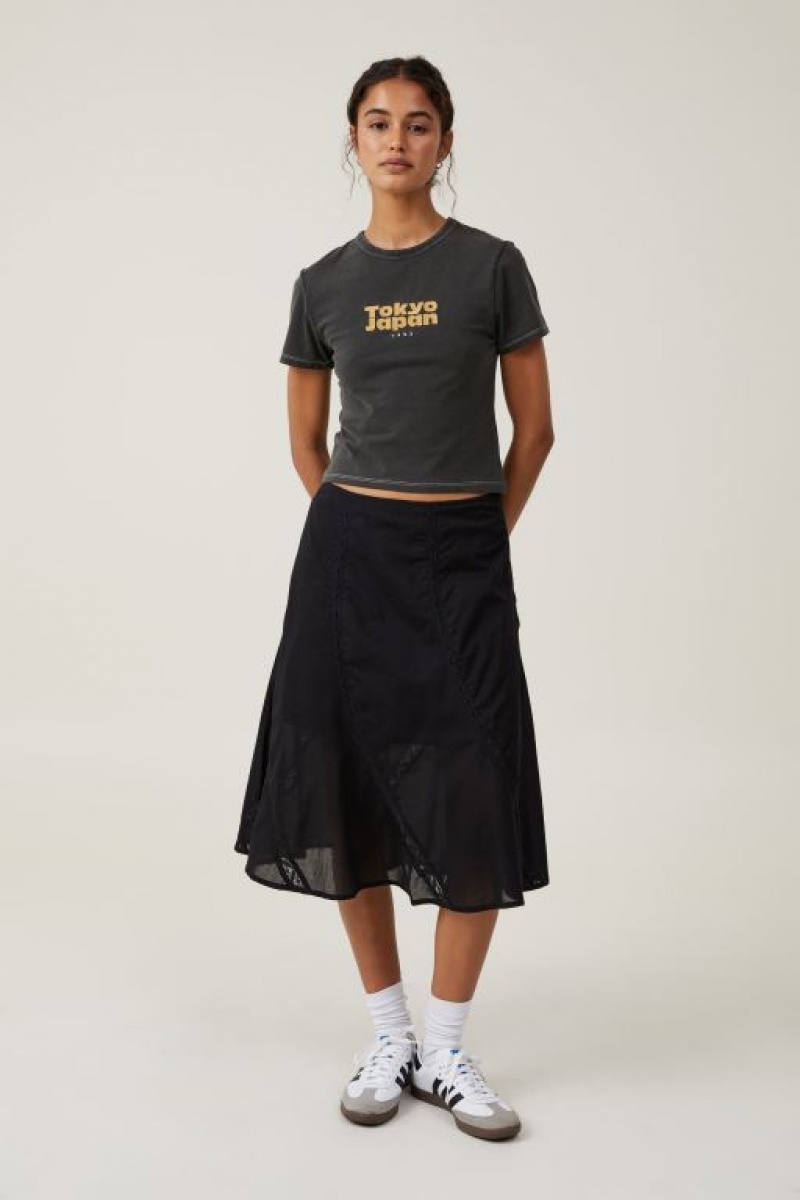 Cotton On Fitted Graphic Longline Women's Graphic T-Shirts Black | ZqZN8Z4ytI8