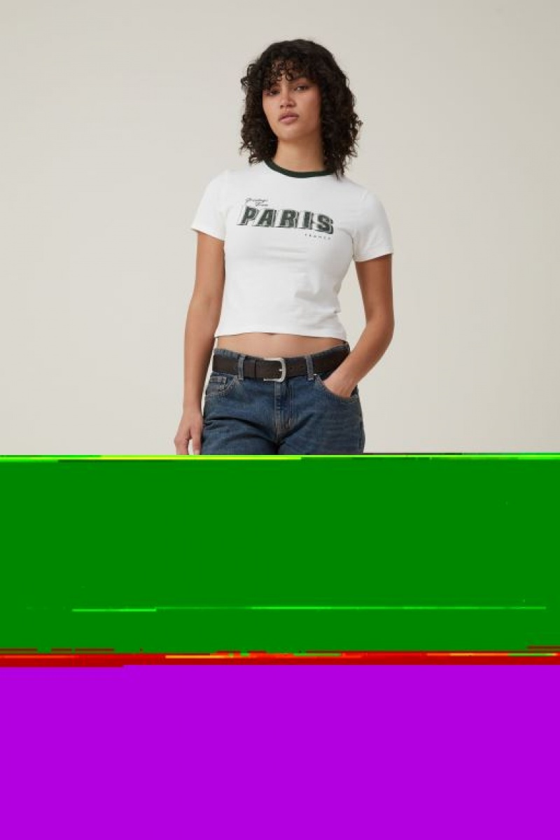 Cotton On Fitted Graphic Longline Women's Graphic T-Shirts White | 56xsP7K51ps