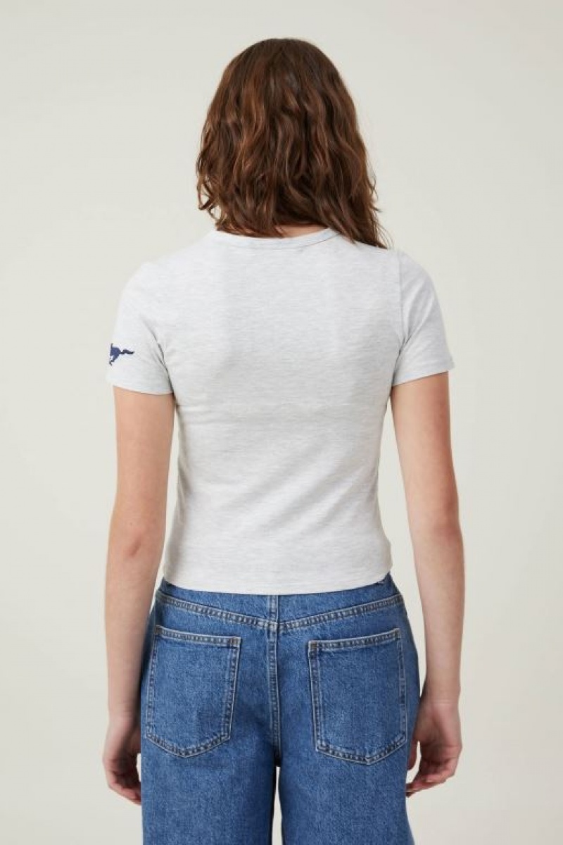 Cotton On Fitted Longline Ford Women's Graphic T-Shirts Light Grey | BU89ydrK2L1