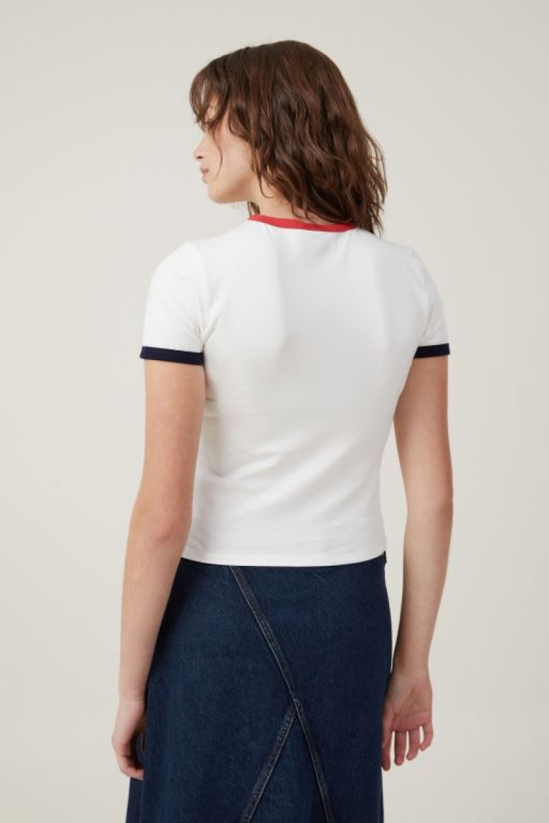 Cotton On Fitted Longline Ford Women's Graphic T-Shirts White | CulAf4D6JS6